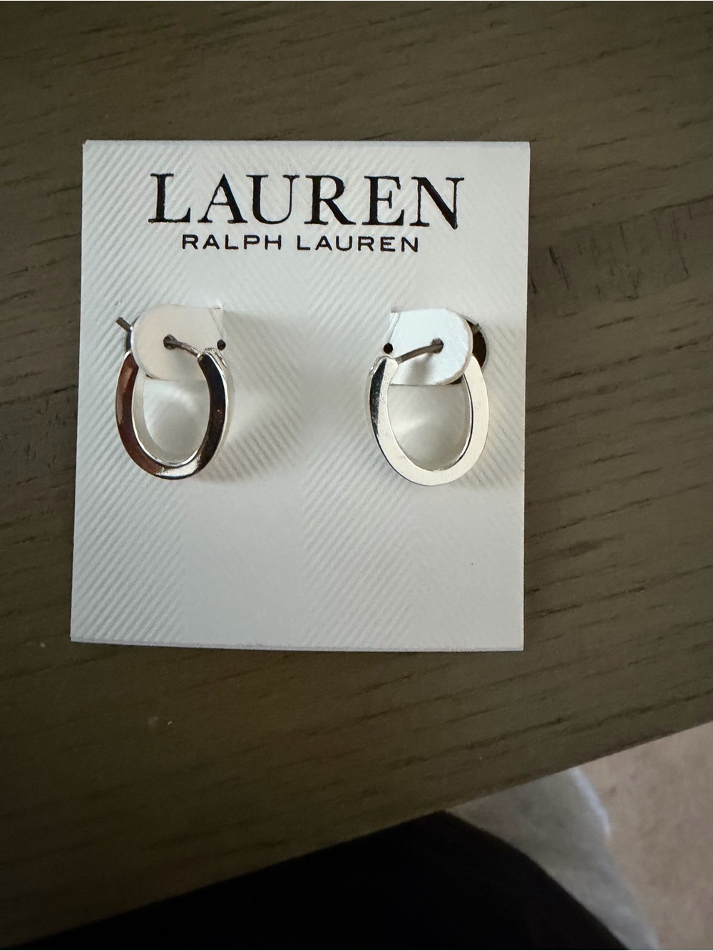Ralph Lauren Polished Silver Double Oval Drop Earrings